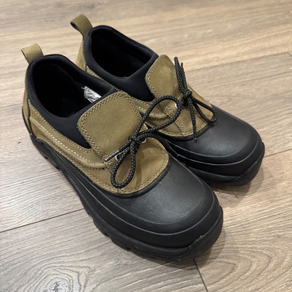 Lands End Womens Waterproof Duck Shoes Olive Green Black Suede 95950 Size 8B US